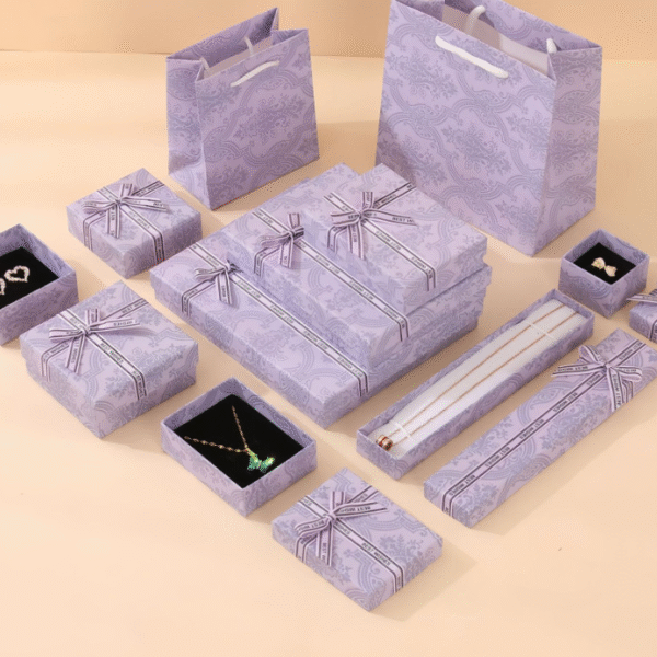 Gentle purple jewelry packaging box lavender purple ring box top and bottom cover necklace box jewelry storage gift box