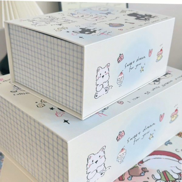 Hand-painted blue puppy magnetic box gift box ins style high value birthday gift box gift cute storage box